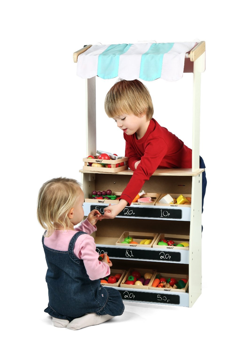 Wooden Play Shop & Theatre - Kids Pretend Play Store for Imaginative Role Play - Perfect for Home, Classroom & Daycare Activities