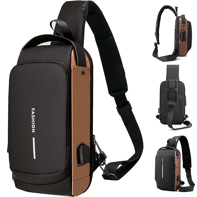 Anti-Theft Crossbody Backpack for Men & Women - Waterproof Sling Bag with USB Charging Port & Lock - Perfect for Travel, Hiking, Gym & Daily Use