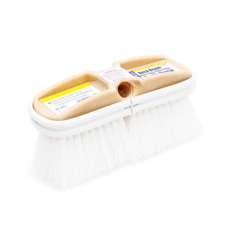 Heavy Duty Deck Wash Brush with Threaded Hole - Outdoor Cleaning Tool for Wooden Decks, Fences & Patios - Perfect for Pressure Washer Use
