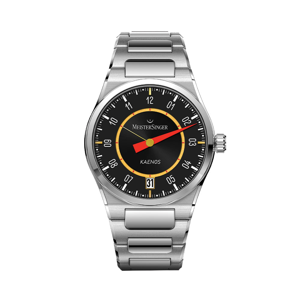 MeisterSinger X Alain Silberstein Kaenos Grand Date 40mm Limited Edition Black Dial Bracelet Watch - Luxury Timepiece for Men, Perfect for Business & Formal Occasions