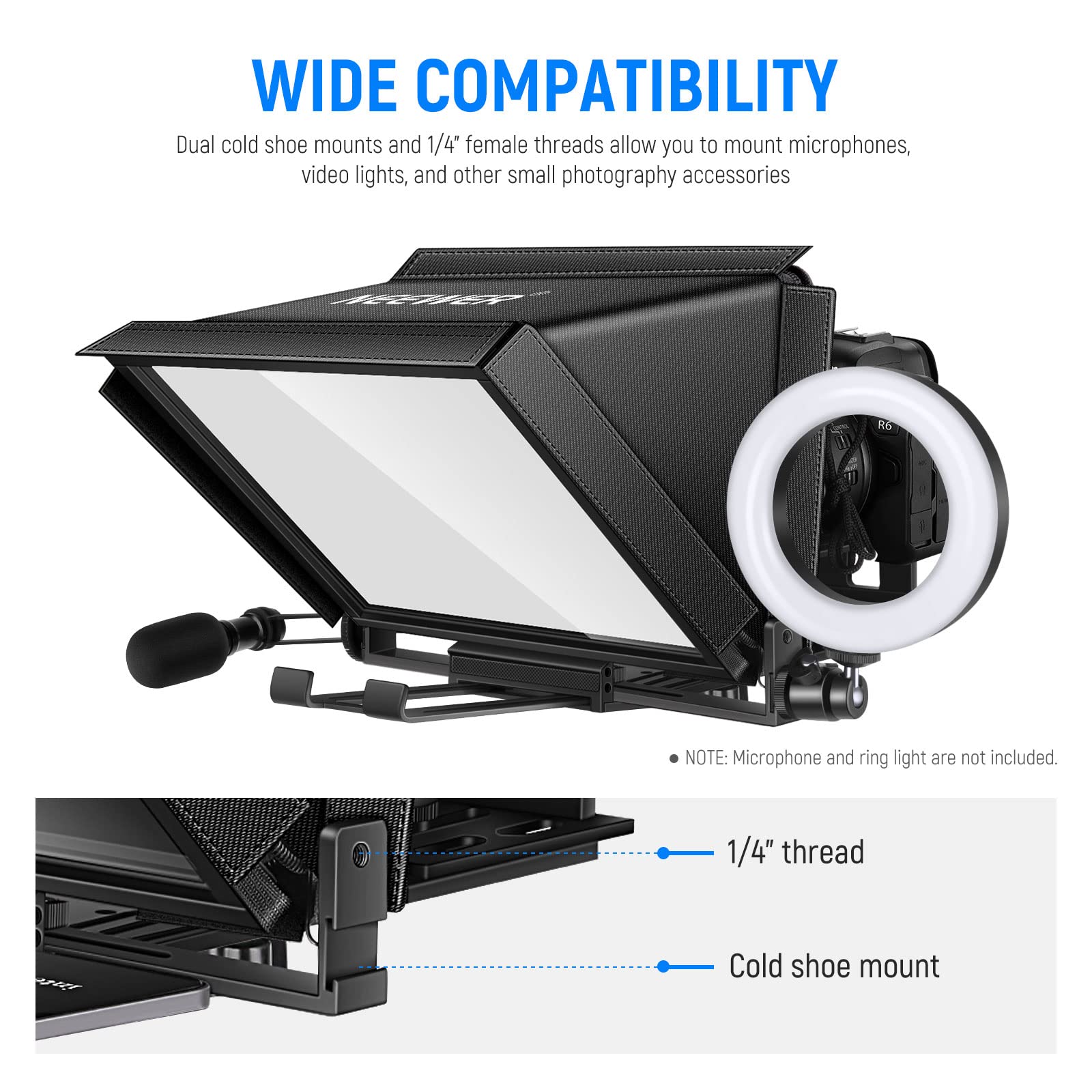 NEEWER X12 14-inch Aluminum Alloy Teleprompter for iPad, Tablet & Smartphone - Remote Control Included with Carry Case - iOS/Android Compatible for Online Teaching, Vlogging, Live Streaming & Video Conferencing
