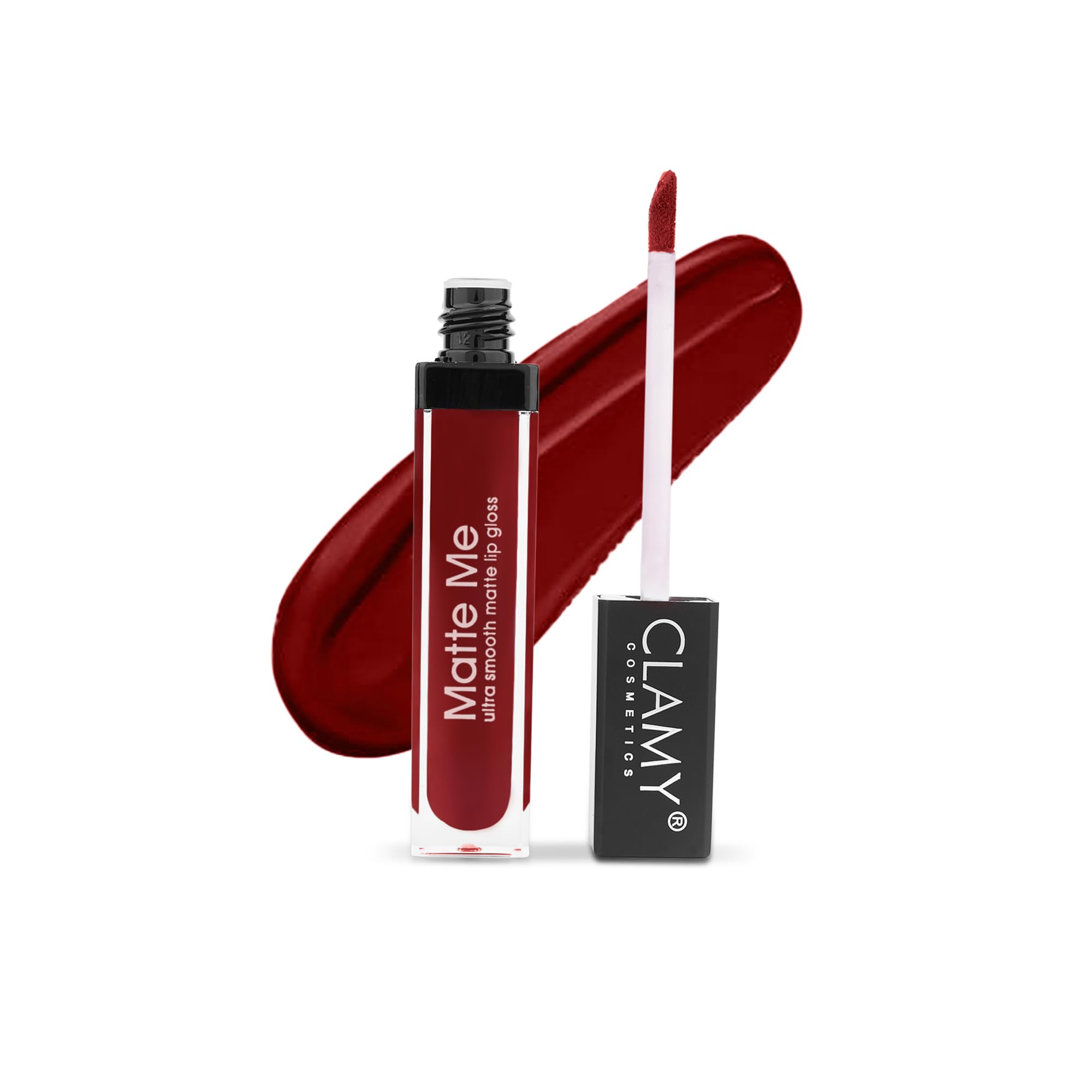 CLAMY Matte Me Waterproof Ultra Smooth Long Lasting Lip Gloss & Liquid Lipstick for Women - 6g (Wine Red) | Hydrating, Transfer-Proof, All-Day Wear for Parties, Dates & Special Occasions