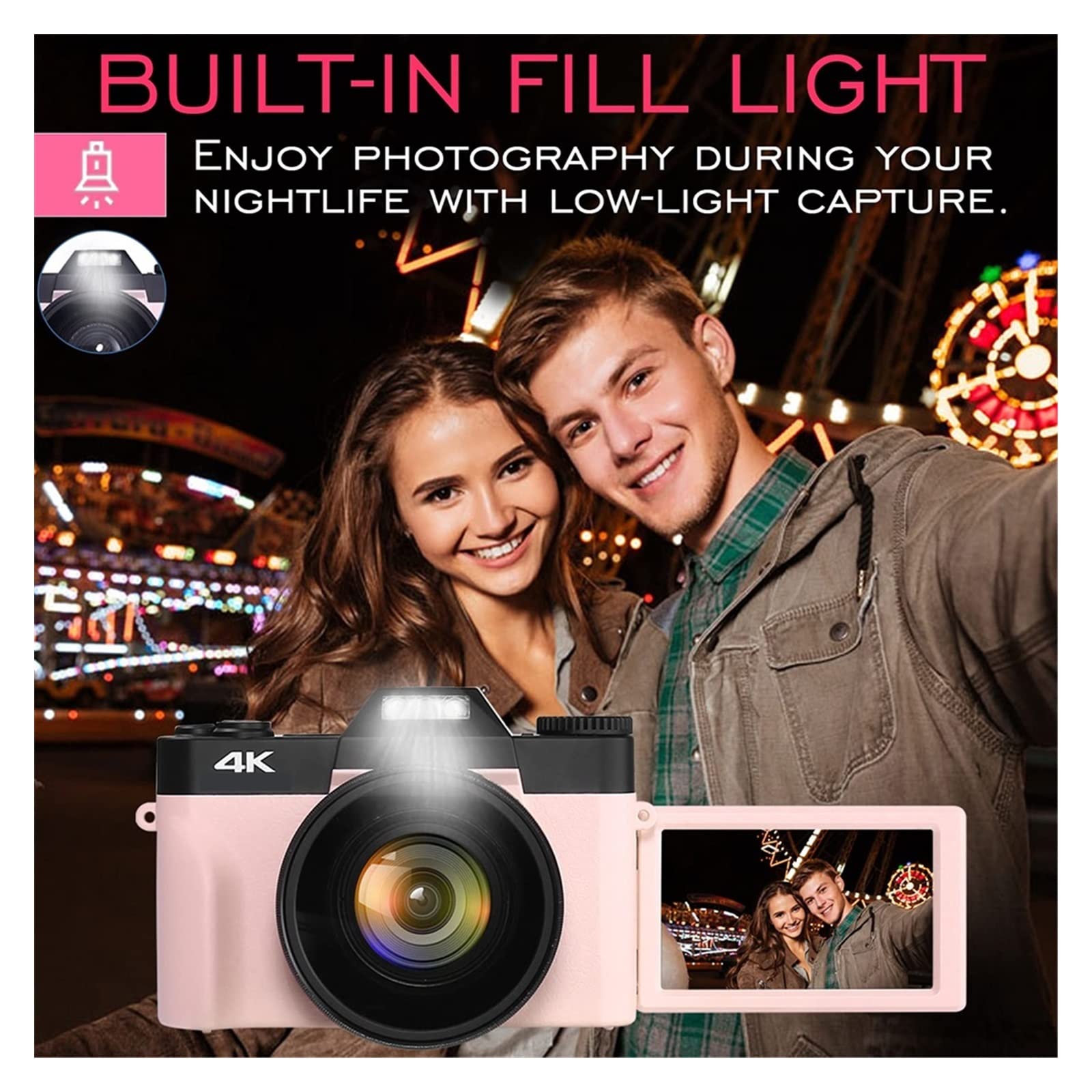 AUBEST 4K Video Camera Camcorder - 48MP Digital Camera with 3