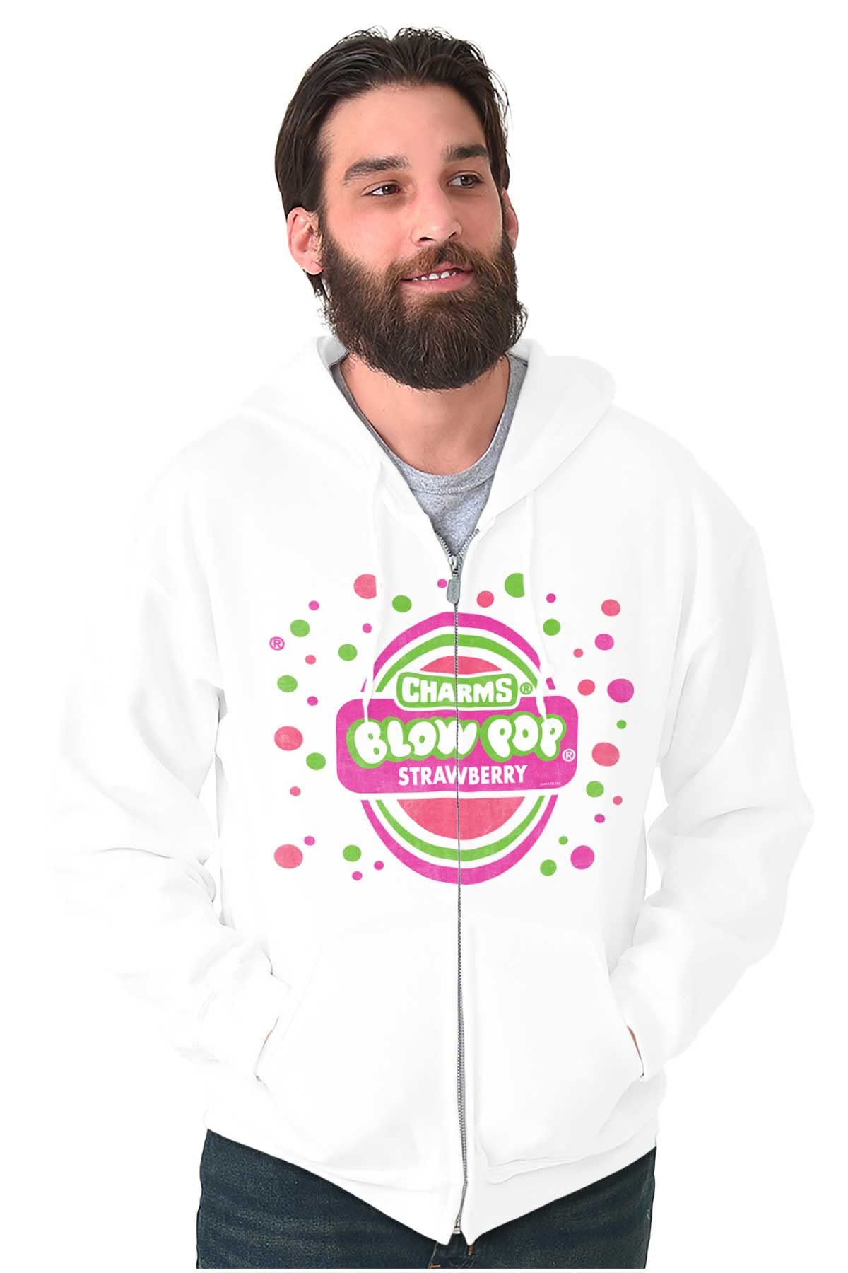 Brisco Brands Strawberry Bubblegum Blow Pop Zip Up Hoodie for Men & Women - Trendy Unisex Streetwear for Casual Outings & Pop Culture Fans