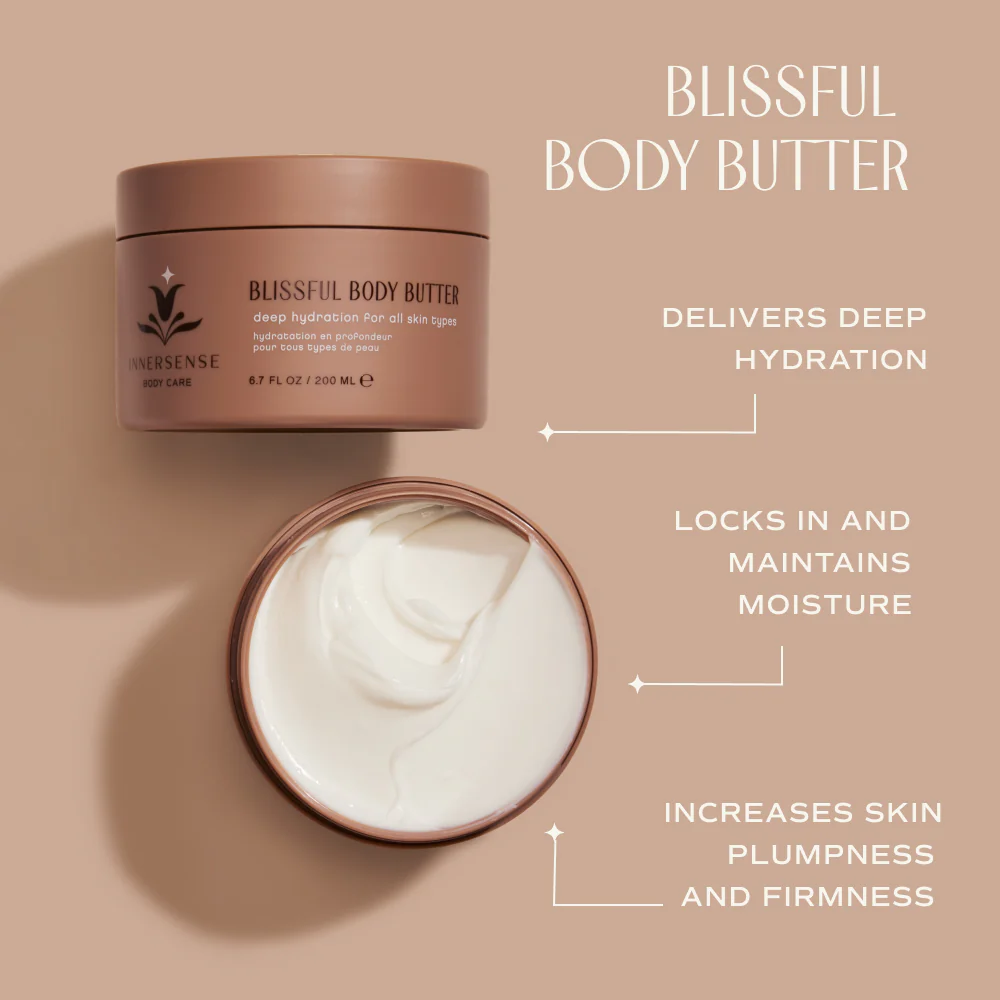 INNERSENSE Organic Beauty Blissful Body Butter - Hydrating & Nourishing Moisturizer for Dry Skin | Perfect for Daily Use & Spa Nights
