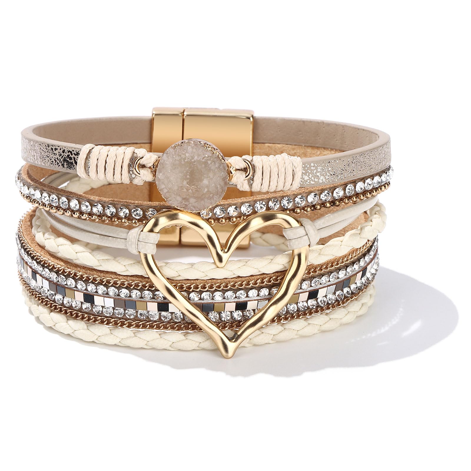 Boho Leather Wrap Bracelets for Women - Trendy Stackable Infinity Bangles, Modern Bohemian Jewelry Gifts (Perfect for Layering, Festival Outfits & Everyday Boho Style)