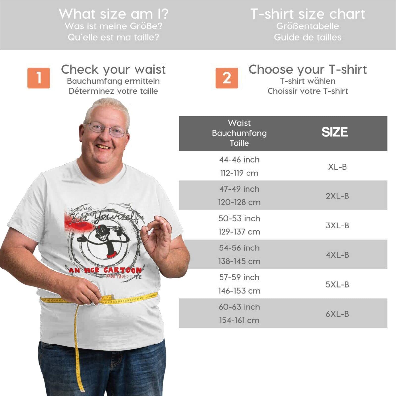 Lil Darkie Oversized Cotton T-Shirt for Men - Big and Tall Short Sleeve Tee - Soft White Crewneck Shirt - Streetwear, Hip Hop Fashion, Casual Wear for Concerts and Daily Outfits