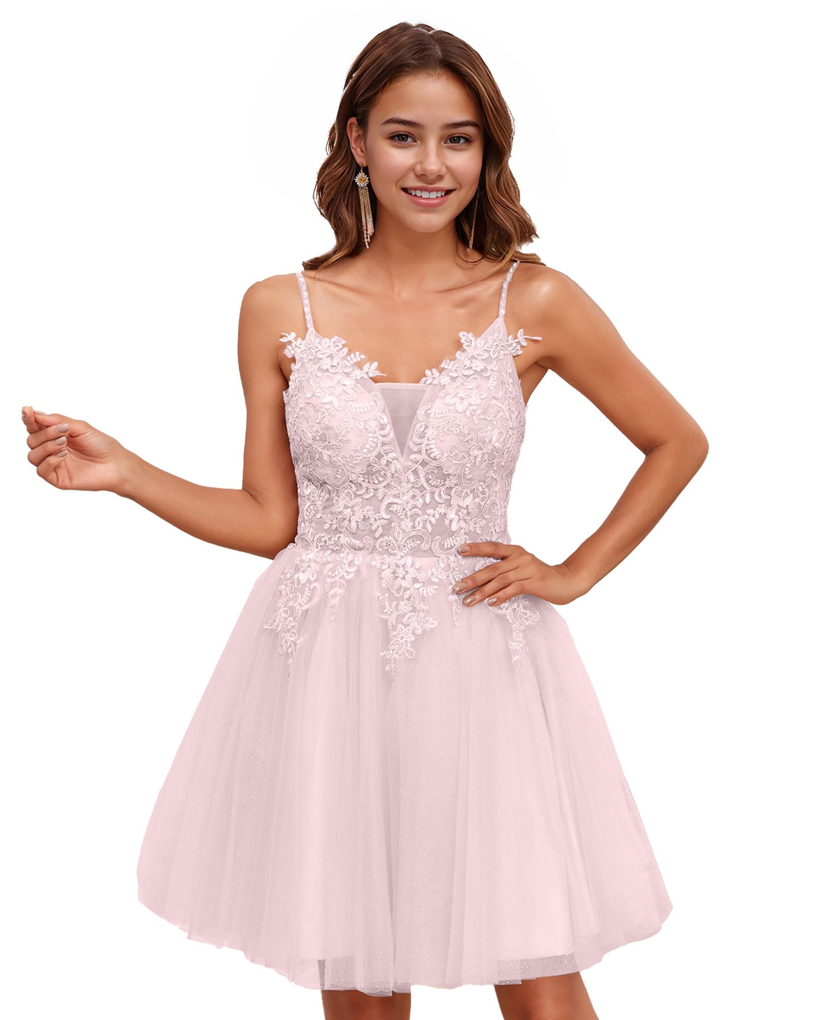 JAEDEN 2025 Short Prom Dress - Elegant Lace Homecoming & Quinceanera Dresses for Teens, Tulle Ball Gown for Party, Dance, Sweet 16, Formal Events