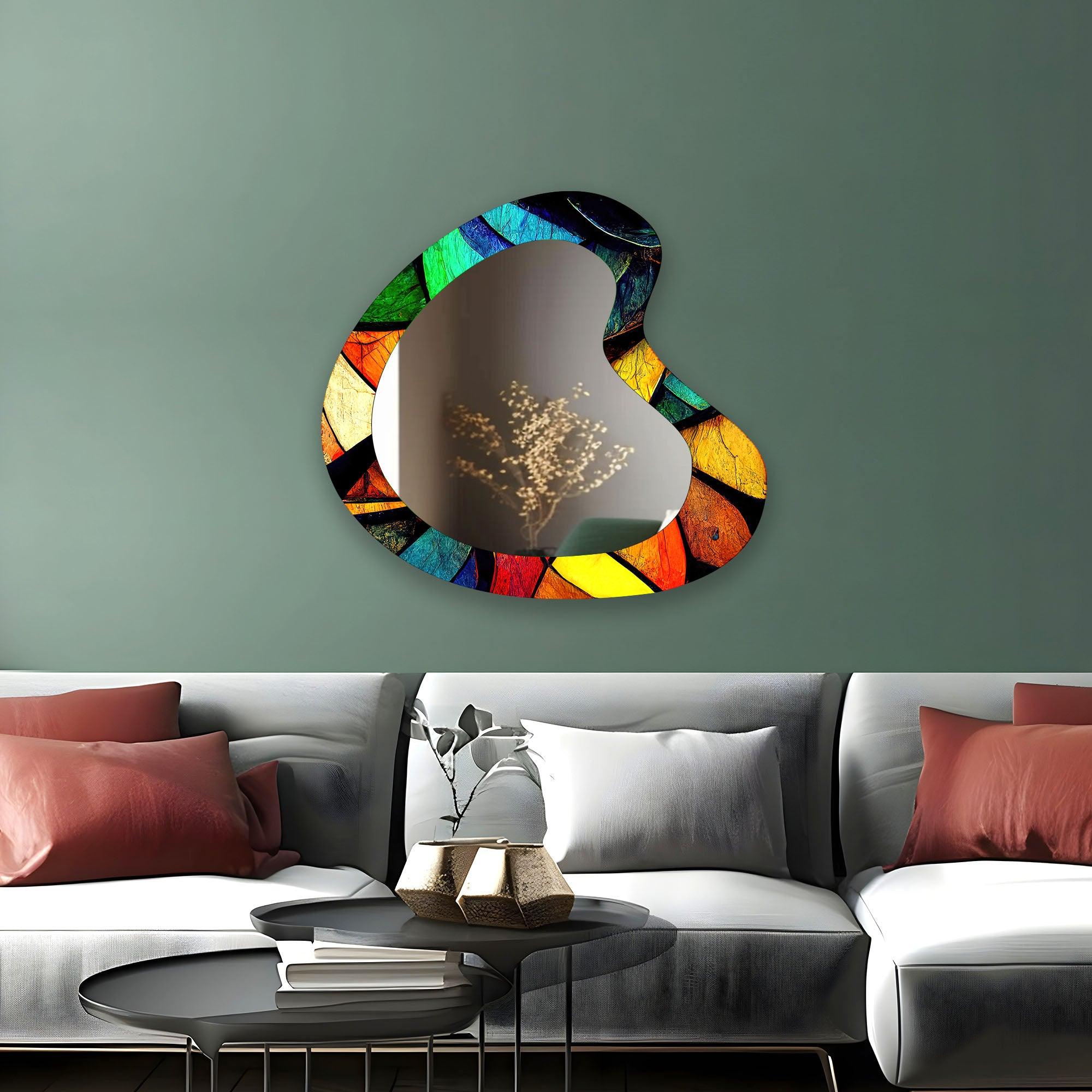 Stylish Modern Asymmetrical Wall Mirror - Unique Decorative Home Accent for Living Room, Bedroom & Entryway Decor