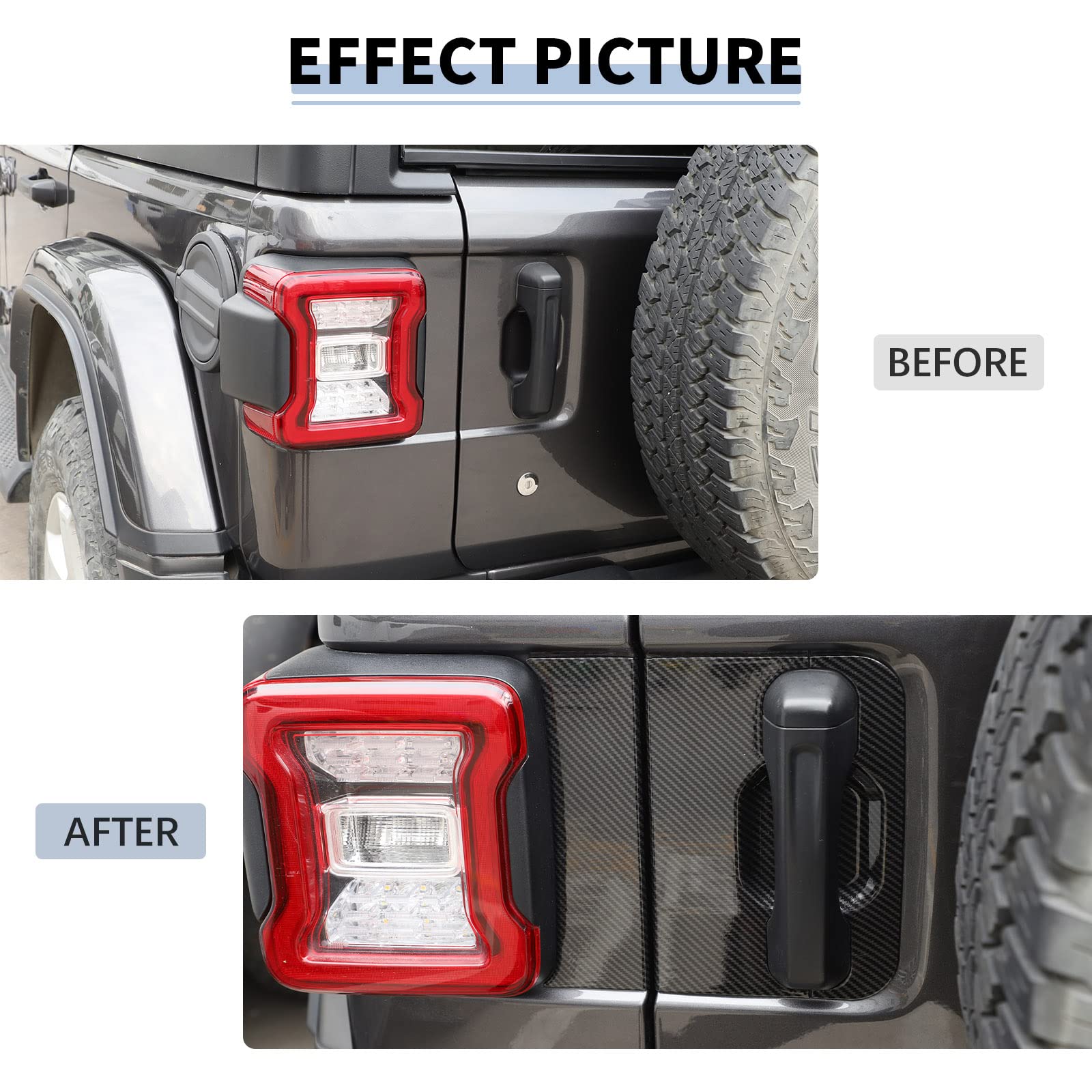 Premium Carbon Fiber Tailgate Handle Panel Trim Cover for 2018-2025 Jeep Wrangler JL JLU & Gladiator JT - Durable Exterior Accessories Upgrade for Off-Road & Daily Driving