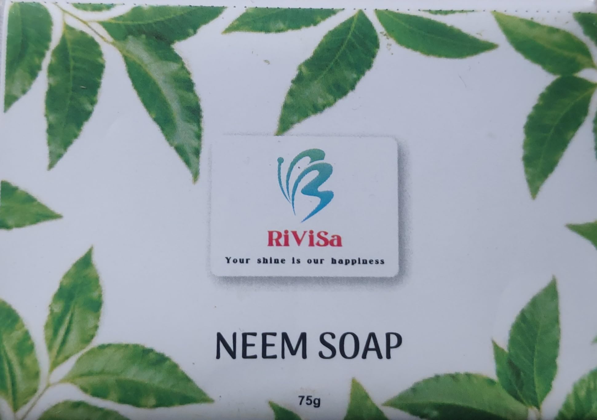 RiViSa - Natural Neem Bath Soap with Neem Powder, Handmade Aromatic Soap for Acne & Skin Care, Pack of 4 (75g Each) - Perfect for Daily Use, Sensitive Skin & Eco-Friendly Bathing