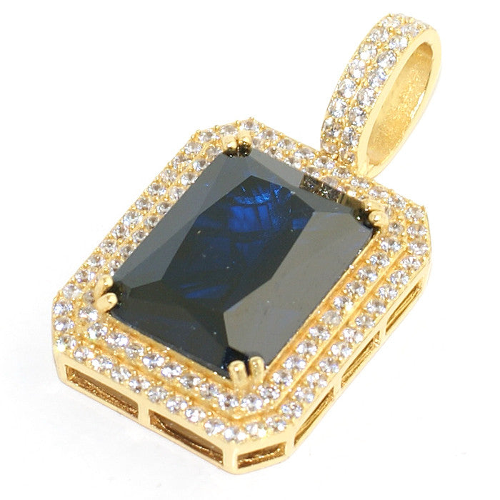 925 Sterling Silver Blue Gemstone Iced Out Pendant Necklace for Women - Perfect for Parties, Weddings & Everyday Elegance