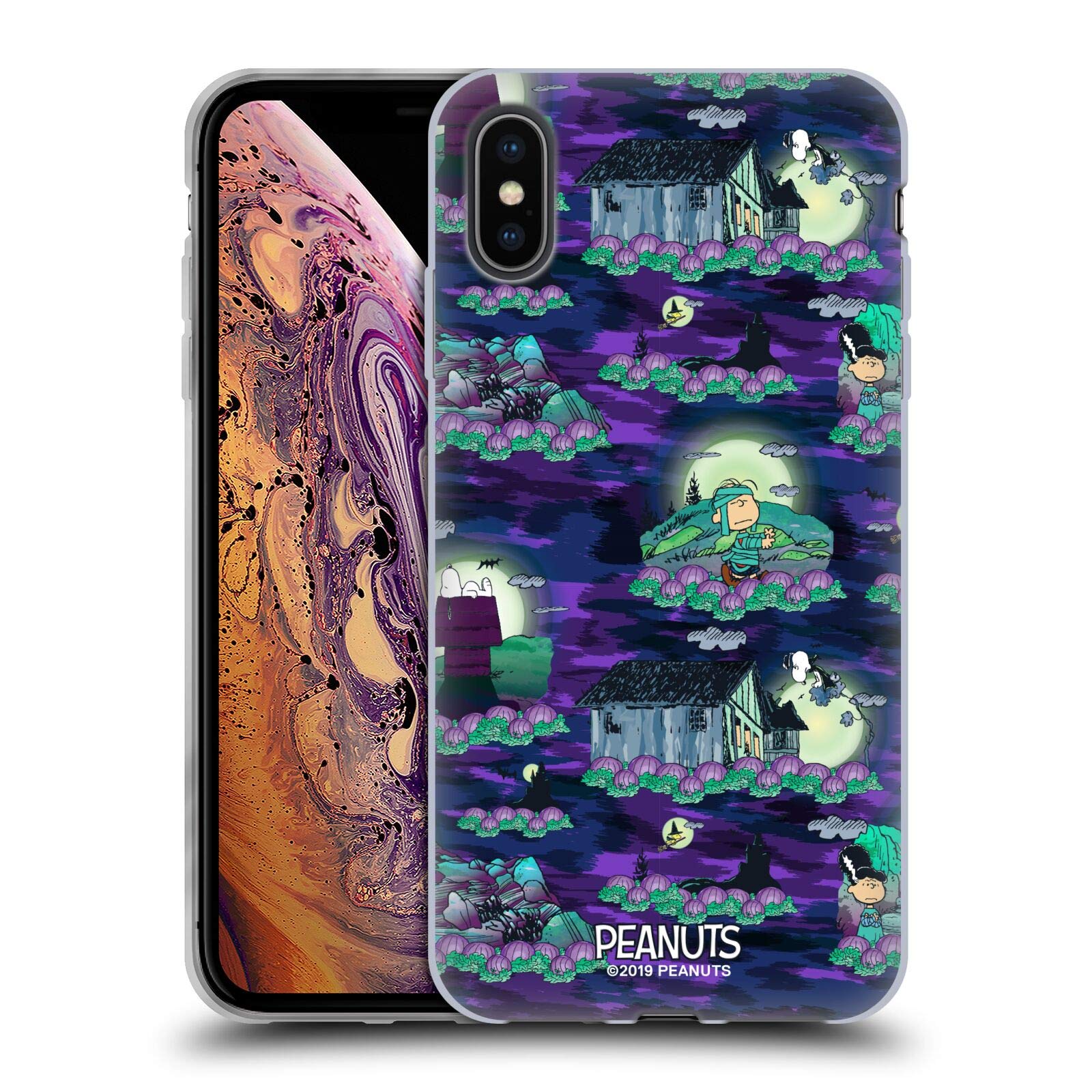 Officially Licensed Peanuts Snoopy Spooktacular Soft Gel Case for Apple iPhone Xs Max - Cute Halloween Design, Durable Protection for Everyday Use & Gift Giving