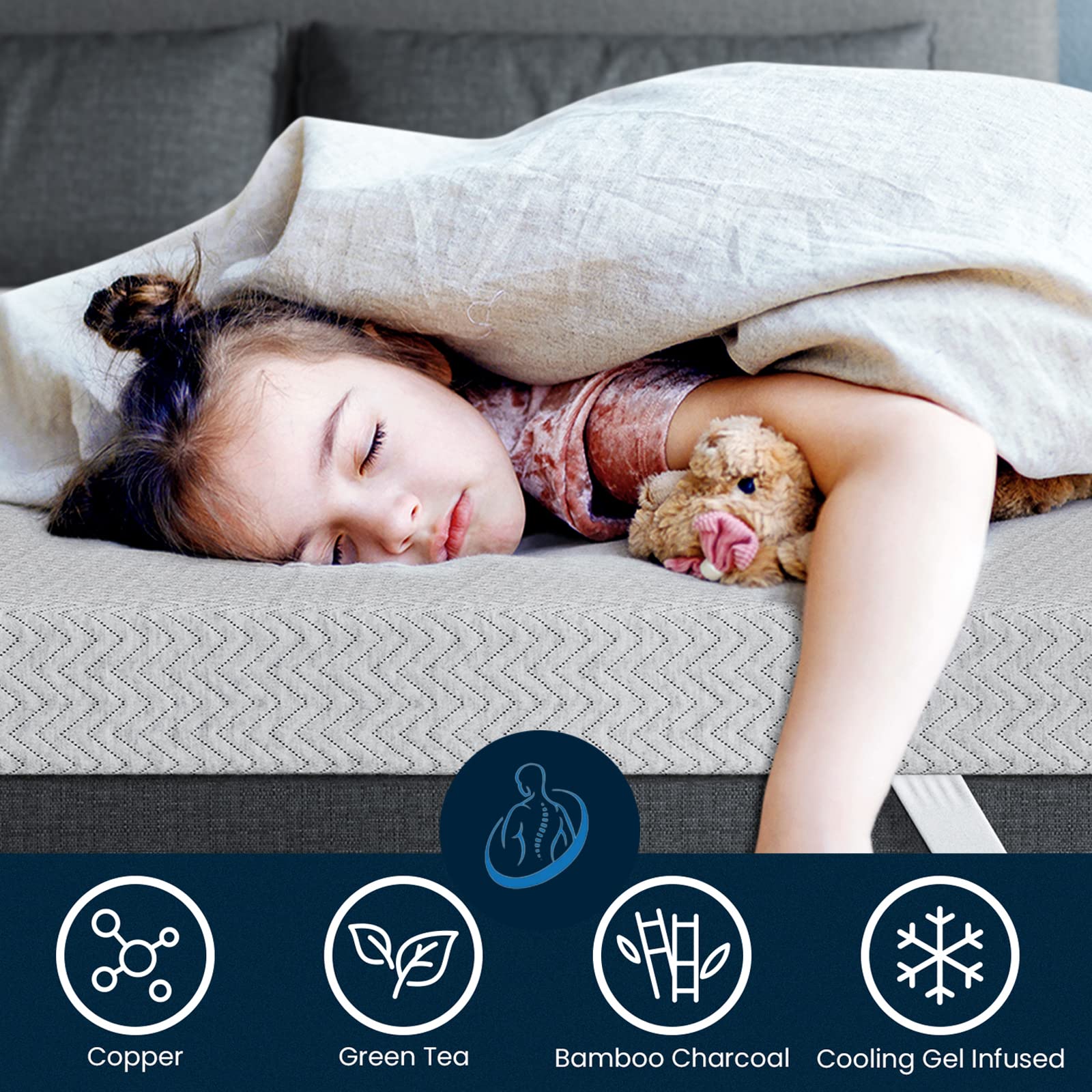 BedStory 3 Inch Twin XL Extra Firm Mattress Topper - Cooling Memory Foam with Copper Gel, Bamboo Charcoal & Green Tea Infusion - CertiPUR-US Certified for Pain Relief & Pressure Point Support | Perfect for Back Sleepers, Hot Sleepers & Chronic Pain Sufferers