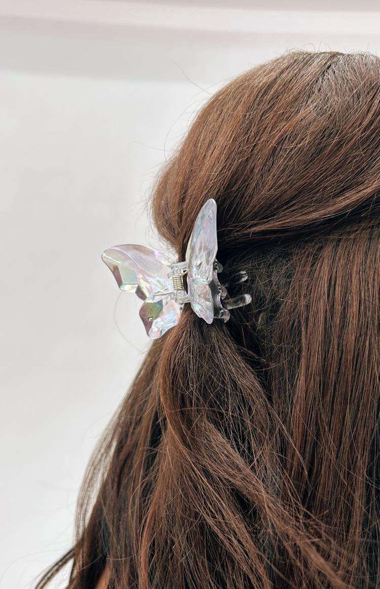 Butterfly Iridescent Hair Claw Clip for Women - Shimmering Hair Accessory for Ponytails, Buns & Updos - Perfect for Parties, Weddings & Everyday Wear