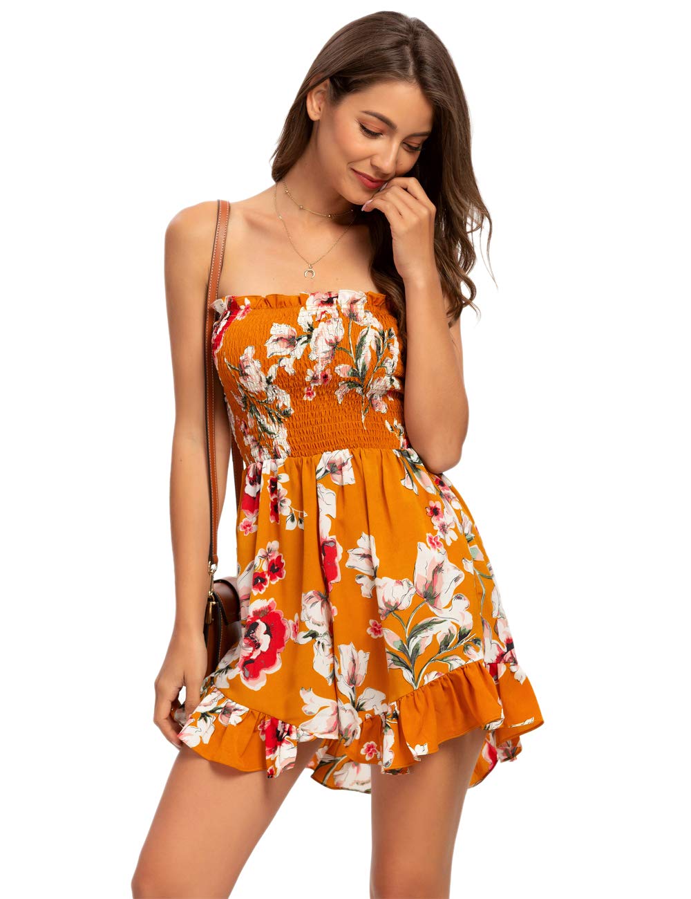 Women's Sexy Floral Tube Top Mini Dress - Strapless Beach Romper for Summer, Vacations & Pool Parties