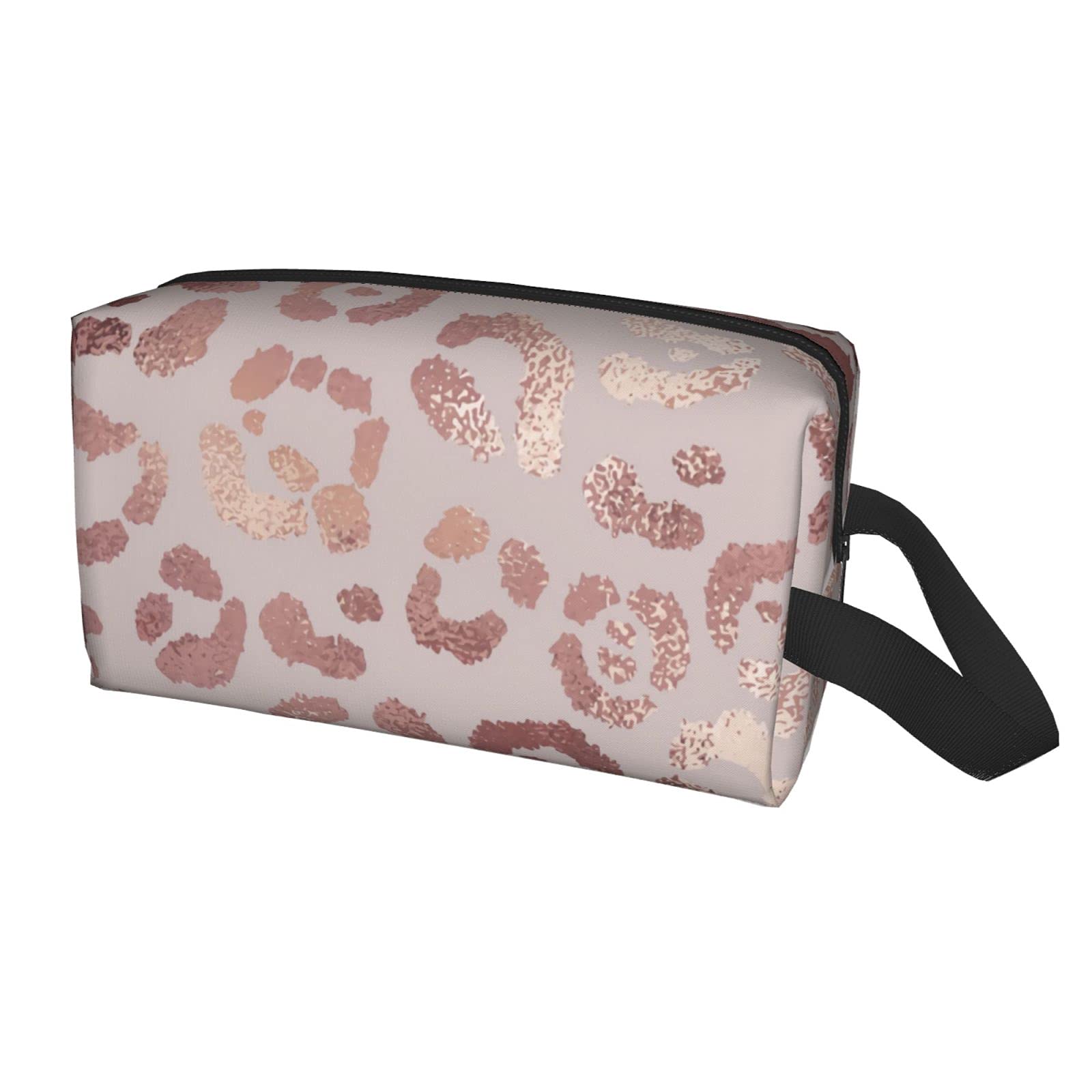 Golden Leopard Print Makeup Bag - Cosmetic Organizer & Travel Pouch for Women