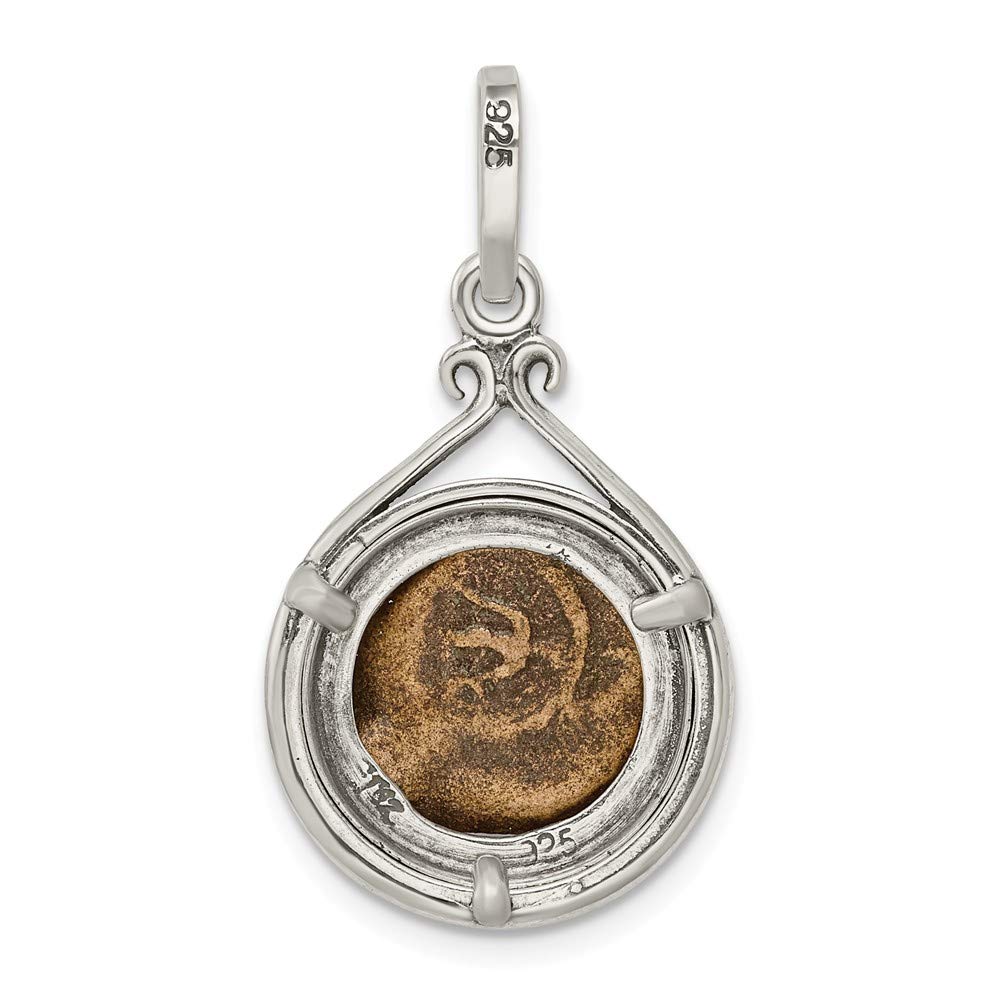Antiqued Sterling Silver & Bronze Widow's Mite Coin Pendant Necklace - Biblical Jewelry for Women, Gift for Christian Faith Followers - Perfect for Church, Weddings & Special Occasions