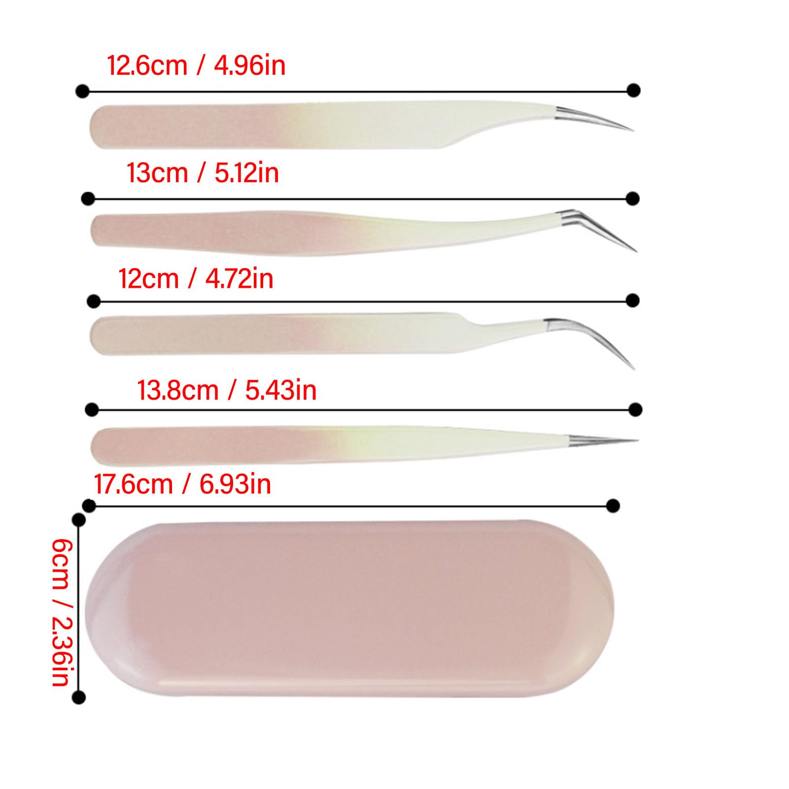 4Pcs Professional Stainless Steel Eyelash Extension Tweezers Set with Storage Box - Precise Lash Tools for Home & Salon Use - Perfect for DIY Eyelash Extensions, Volume Lashes & Beauty Treatments (Pink)