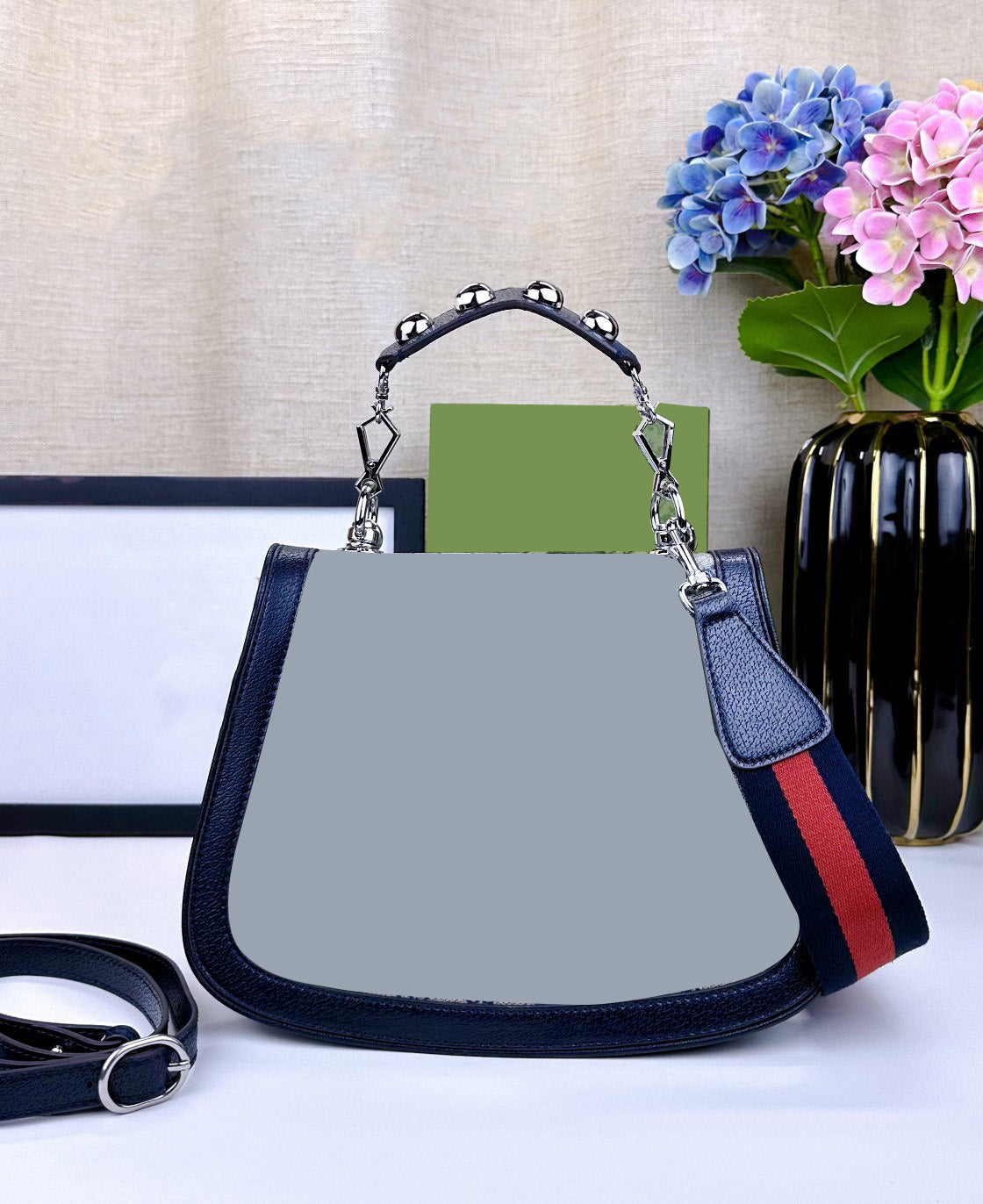 Round Interlocking Medium Shoulder Bag for Women - Stylish Crossbody Purse with Adjustable Strap, Perfect for Work, Travel & Everyday Use