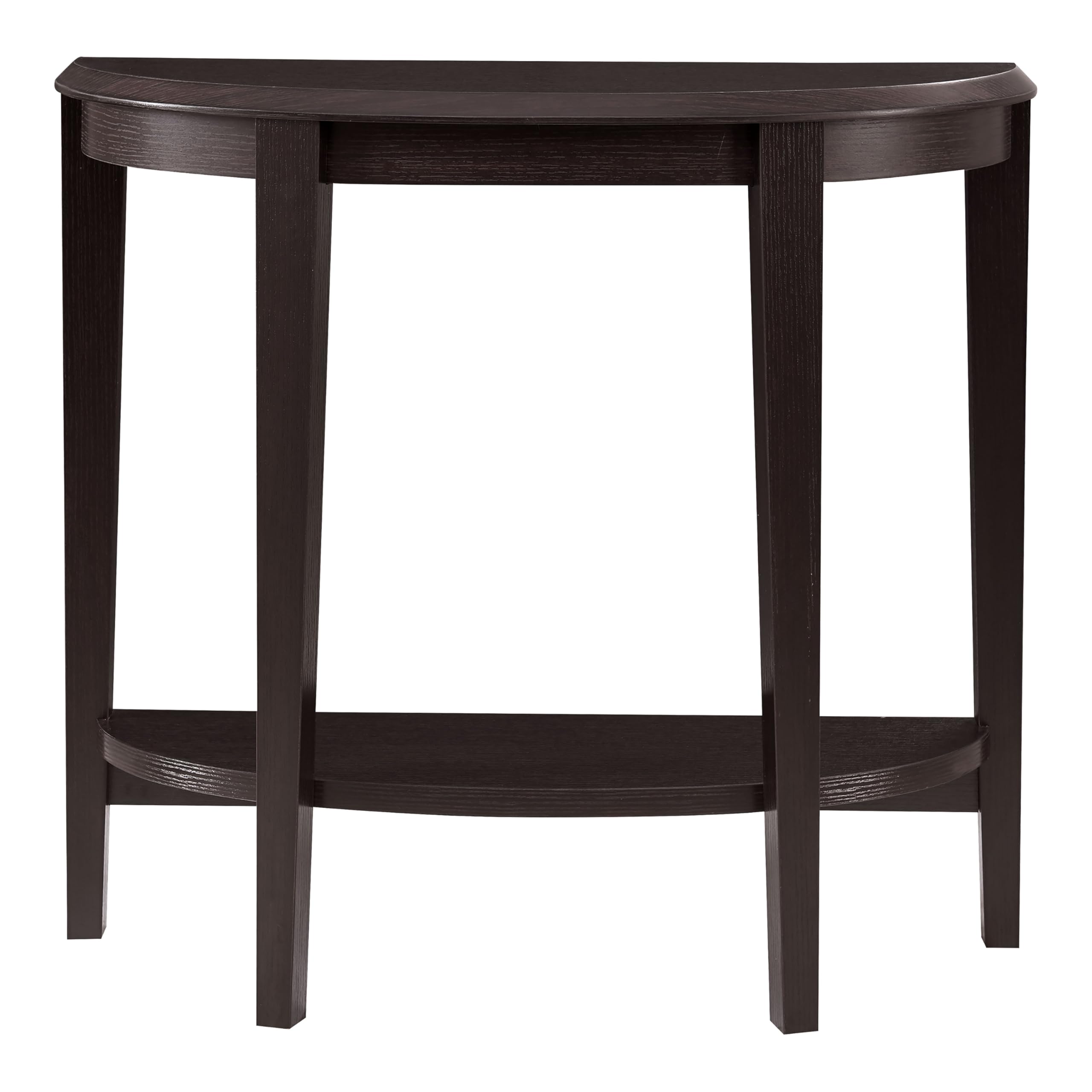 Payne Modern Half Moon Console Table with Storage Shelf - Entryway Furniture for Living Room, Hallway & Small Spaces - Cappuccino Finish - Perfect for Home Decor & Space Saving Solutions