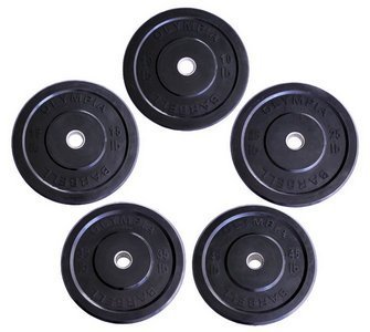 Olympic Bumper Plates - Pair of 45LB Black Rubber Weight Plates for CrossFit, Powerlifting & Home Gym Workouts - Durable & Quiet Training Equipment for Strength Training & Fitness