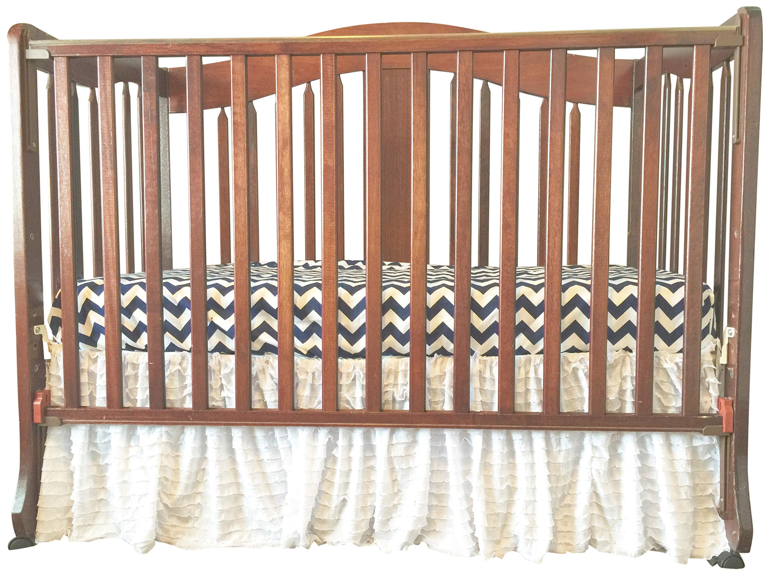 Farmhouse Baby Crib Skirt - White Nursery Bedding for Newborns | Perfect for Rustic Nursery Decor