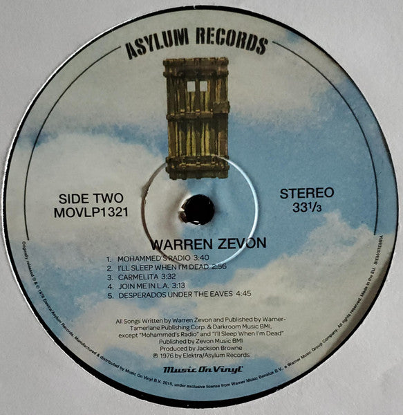 Warren Zevon Vinyl LP Album - Limited Edition 180 Gram Reissue (Mint Condition) - Perfect for Music Collectors & Vintage Vinyl Enthusiasts