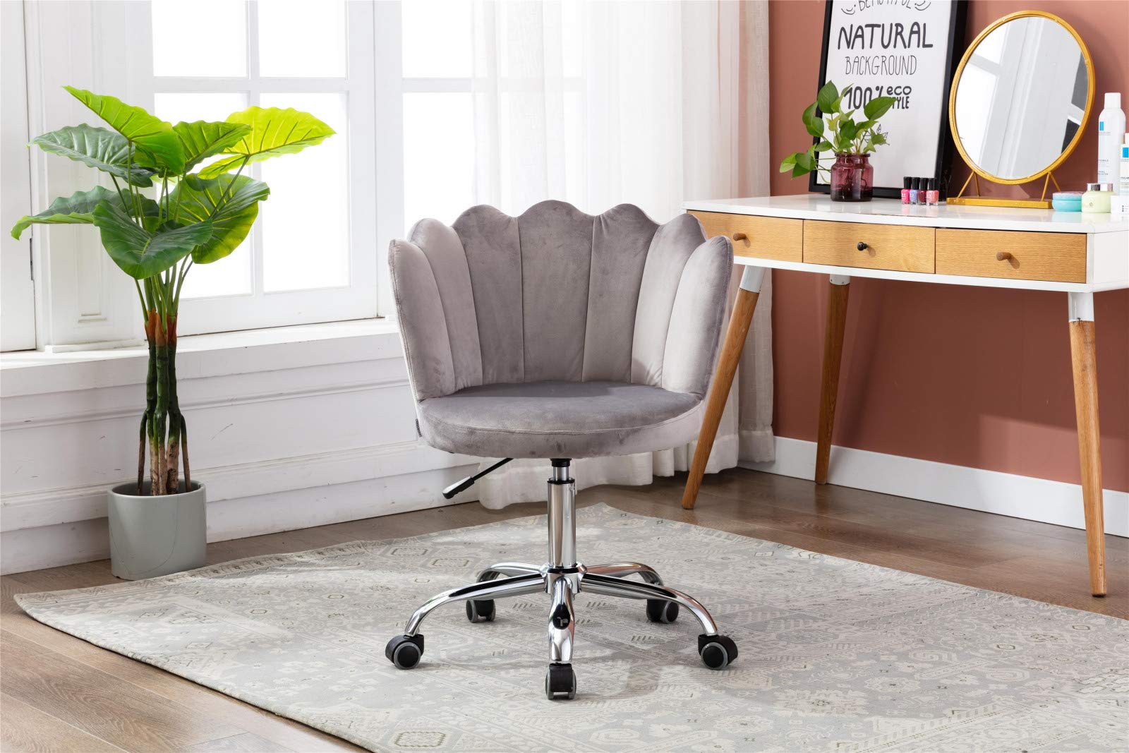 PovKeever Swivel Shell Chair - Modern Gray Lounge Chair for Living Room, Bedroom & Home Office - Ergonomic Comfort for Relaxing, Reading & Working