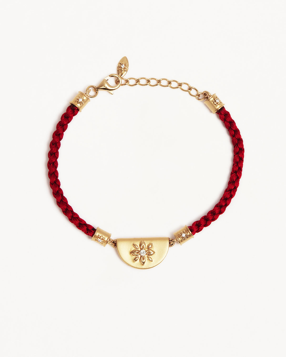 18K Gold Vermeil Lotus Red Silk Cord Bracelet for Women - Elegant Boho Jewelry Gift for Birthday, Wedding & Everyday Wear