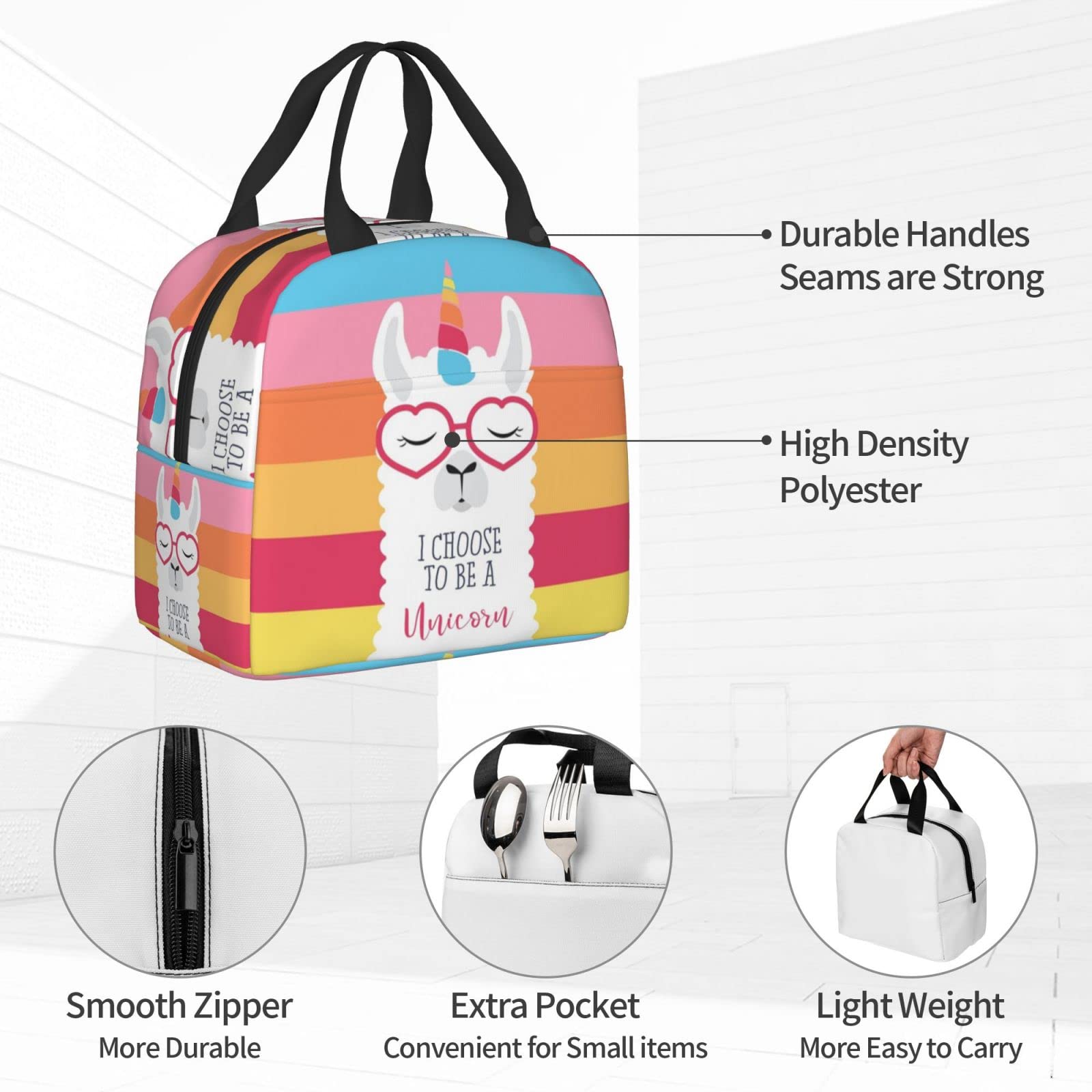 Insulated Unicorn Llama Lunch Box - Reusable Thermal Lunch Bag for Women & Men | Perfect for Office, School, Camping, Hiking, Picnics, Beach & Travel | Keeps Food Fresh All Day