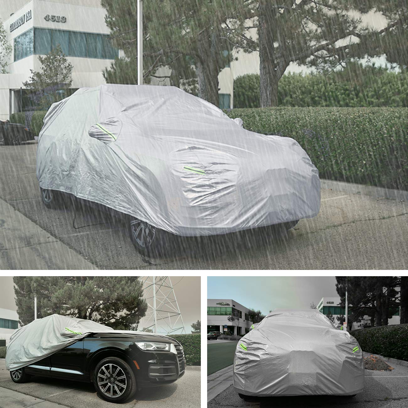 Waterproof All-Weather Car Cover - 210T Lightweight Breathable UV Protection for Auto, SUV (Up to 209