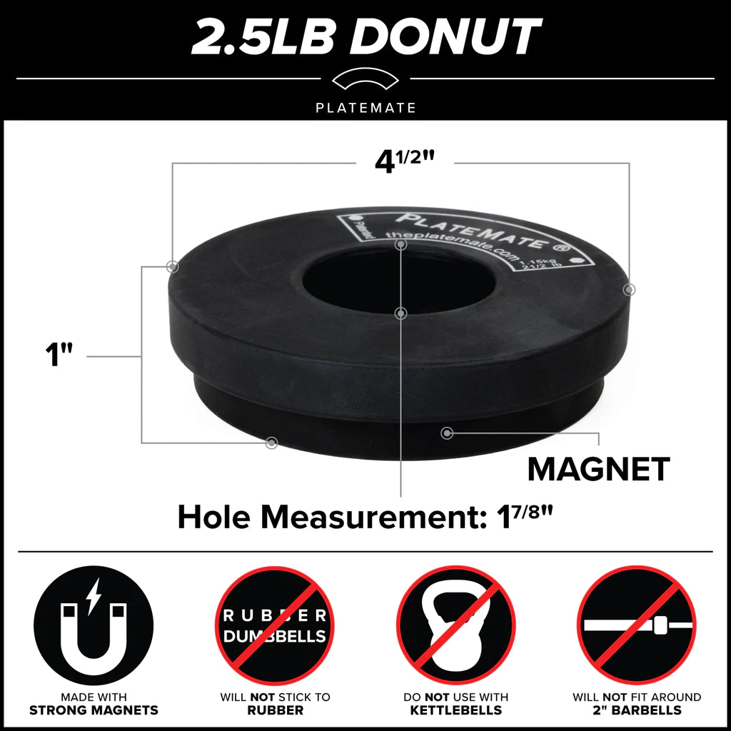 2.5 lb Donut PlateMate (Pair) - Weighted Plate Holder for Gym & CrossFit - Perfect for Weightlifting, Powerlifting & Home Workouts