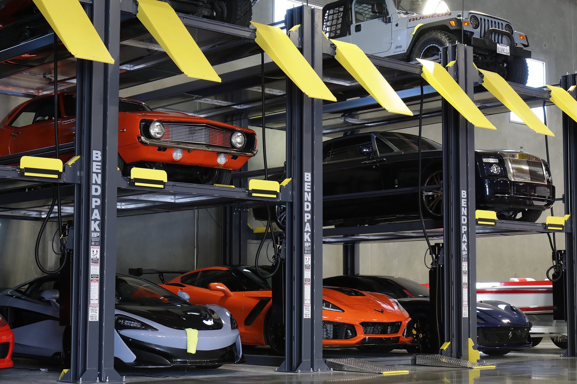 BendPak HD 973P 3-Post Tri-Level Car Lift for Auto Repair Shops & Garages - Heavy Duty Vehicle Parking Lift System for Cars, Trucks & SUVs - Perfect for Professional Mechanics & Home Garage Use