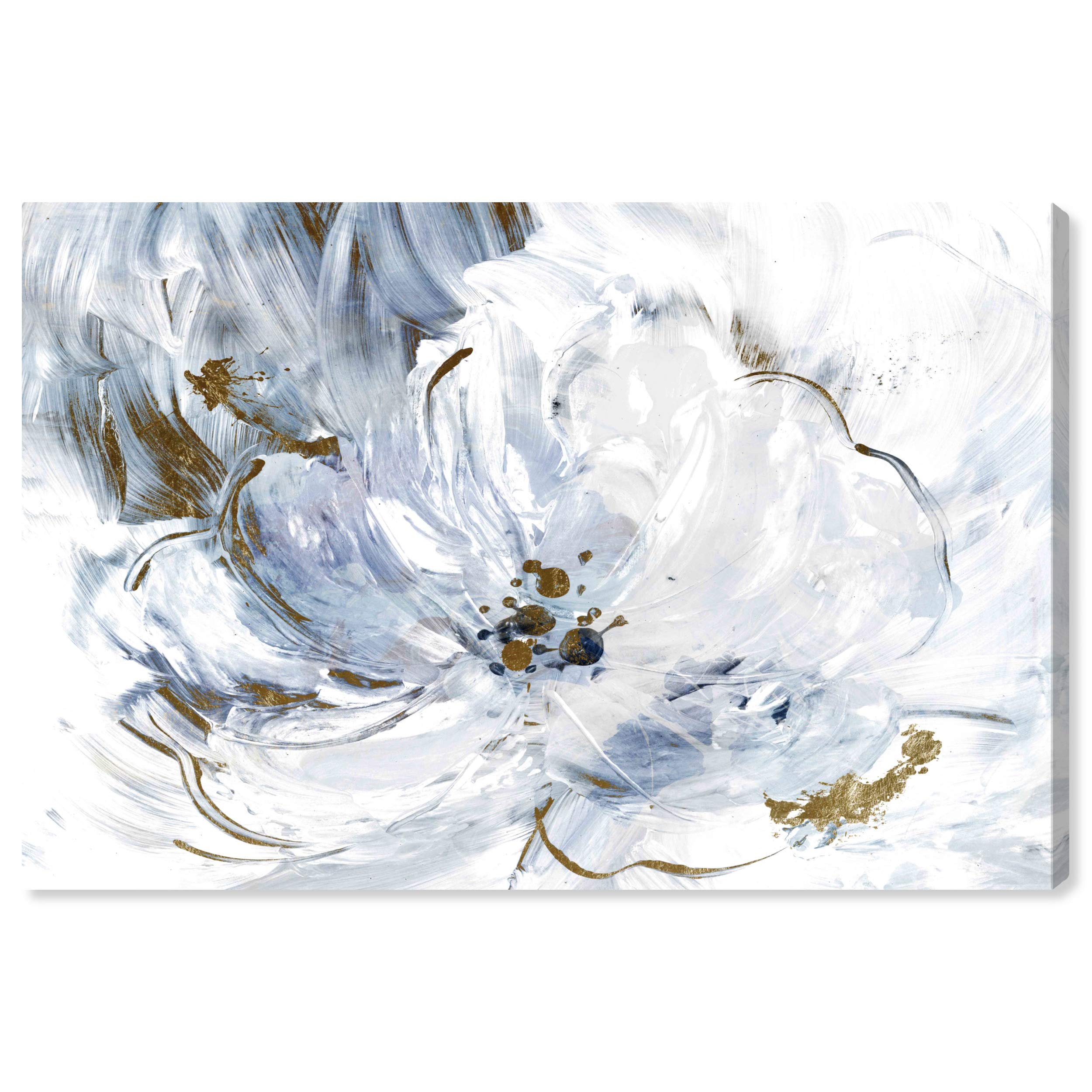Oliver Gal Artist Co. 'Camellia Evenings' Abstract Wall Art Canvas Print - 36x24 Inches White & Gold Modern Home Decor | Perfect for Living Room, Bedroom & Office Wall Decoration