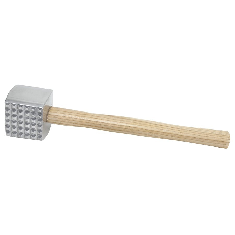 Winco Meat Tenderizer Mallet with Wood Handle - Heavy Duty MT 4 Meat Hammer for Steak, Chicken & Pork - Perfect for Grilling, BBQ & Home Kitchen Use