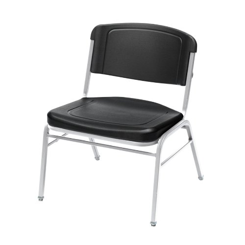Iceberg ICE64121 Heavy Duty Stack Chair for Big and Tall - 350 lbs Capacity, Silver Steel Frame, Black (Pack of 4) - Perfect for Banquet Halls, Conference Rooms, and Event Seating