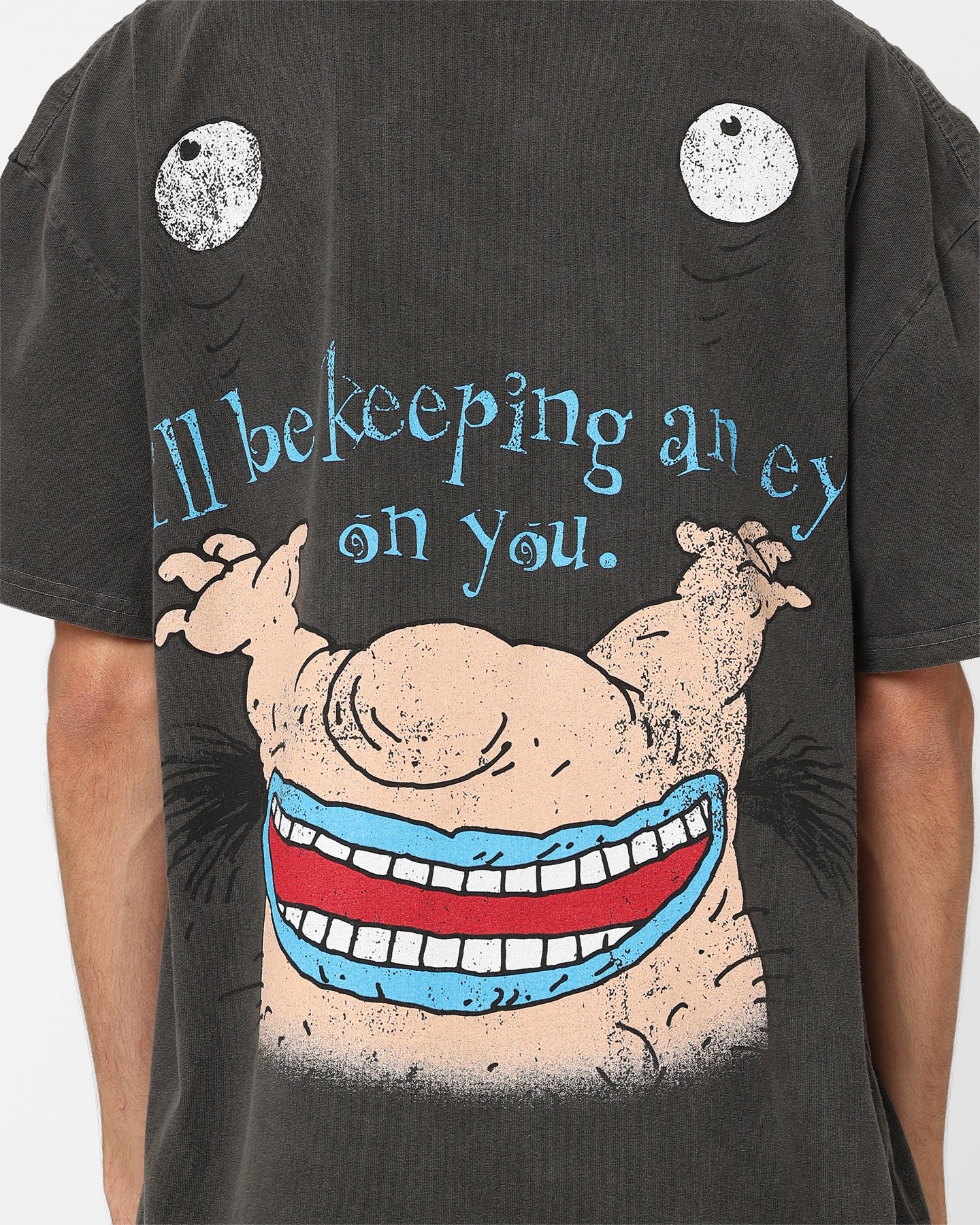 Vintage Krum Heavyweight T-Shirt from Aaahh!!! Real Monsters | American Thrift Black Wash Cotton Tee | 90s Cartoon Nostalgia, Retro Streetwear, Gift for Fans