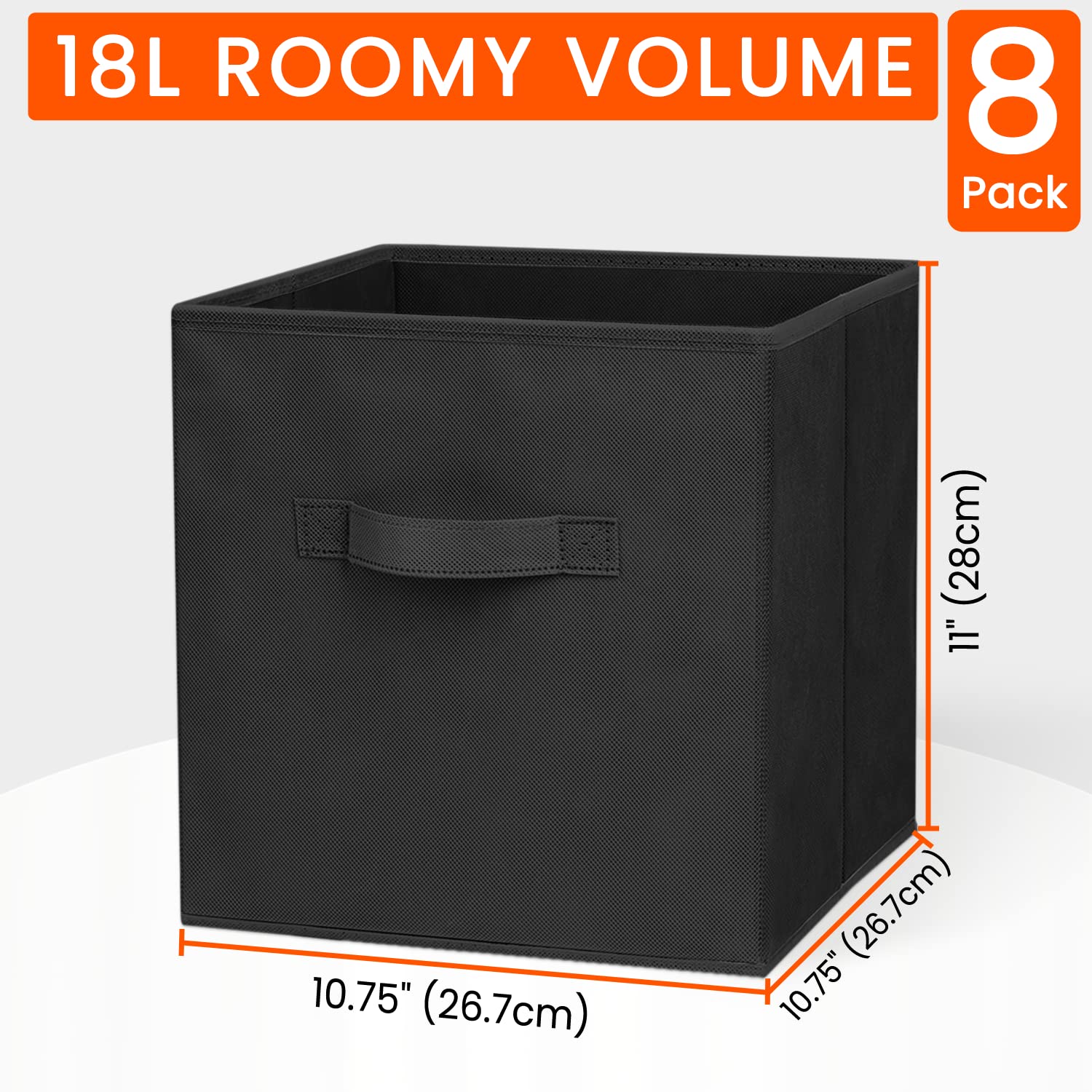 8-Pack 11-Inch Fabric Storage Cubes & 3-Pack Drawer Organizers for Socks & Underwear - Closet & Dresser Organization Solutions for Bedroom, Nursery, and Dorm Room Storage