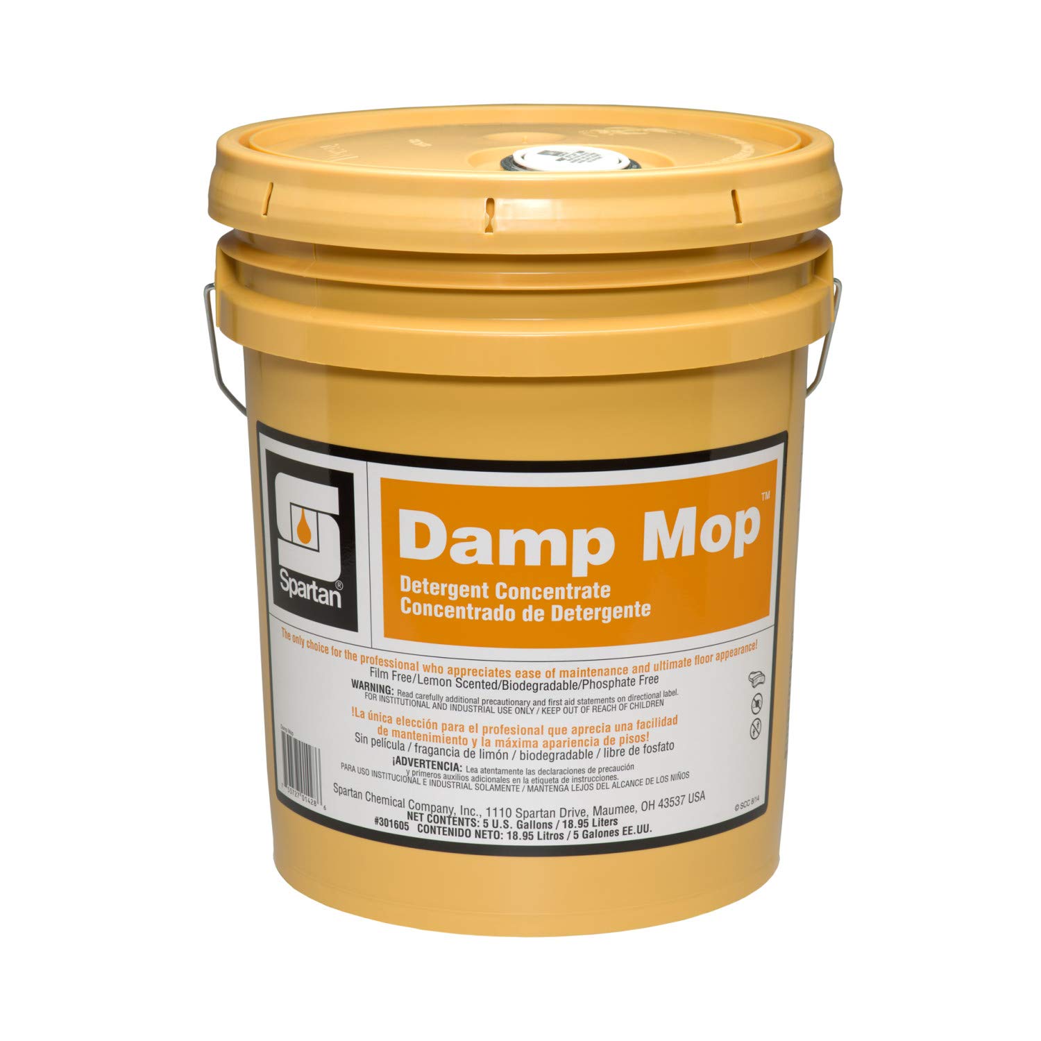 Spartan Damp Mop Floor Cleaner - 5 Gallon Pail | Commercial-Grade Cleaning Solution for Hard Floors, Tile & Vinyl | Ideal for Schools, Hospitals & Office Buildings