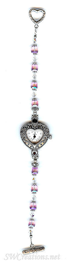 Lilac Crystal Cube Beaded Watch for Women - Elegant Fashion Accessory for Parties, Weddings & Everyday Wear
