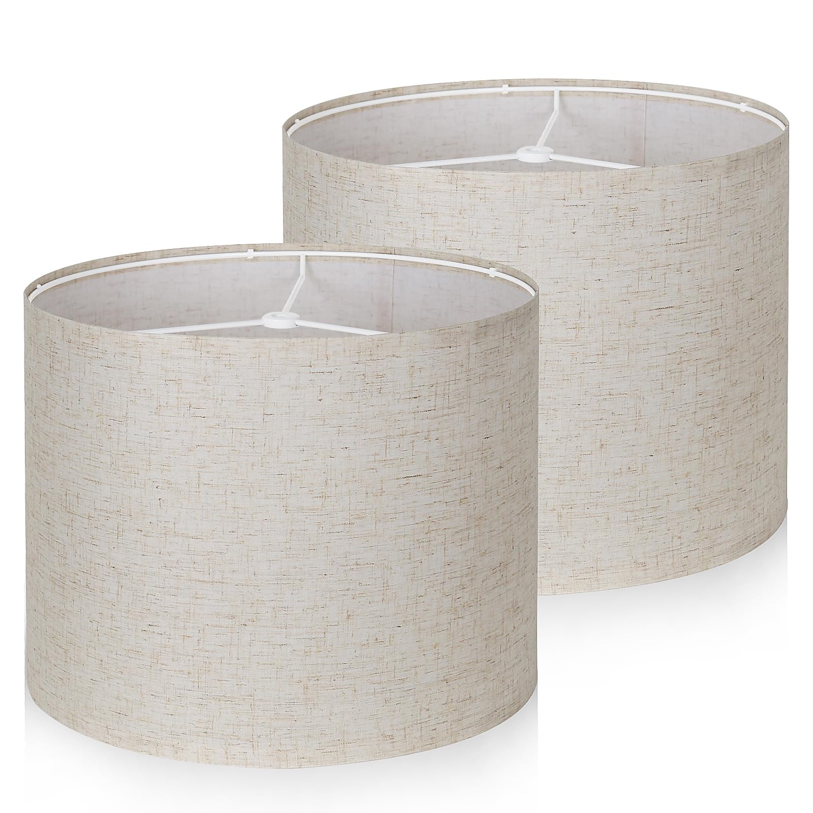 2-Pack Natural Linen Drum Lamp Shades - 13