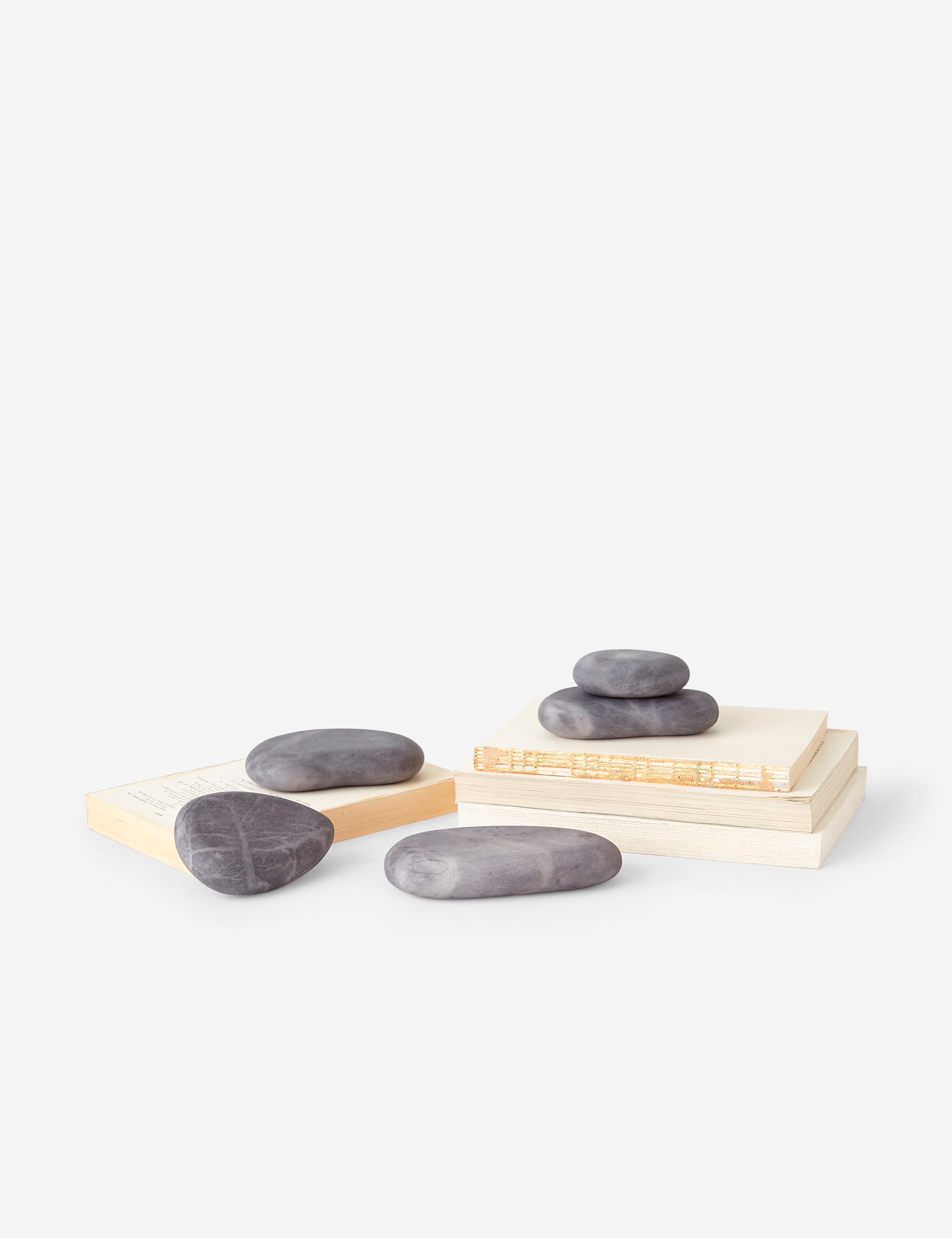 Natural Alabaster River Rocks Set of 5 - Smooth Decorative Stones for Zen Garden, Aquarium, Landscaping & Home Decor - White Pebbles for Meditation, Fish Tank & Outdoor Design
