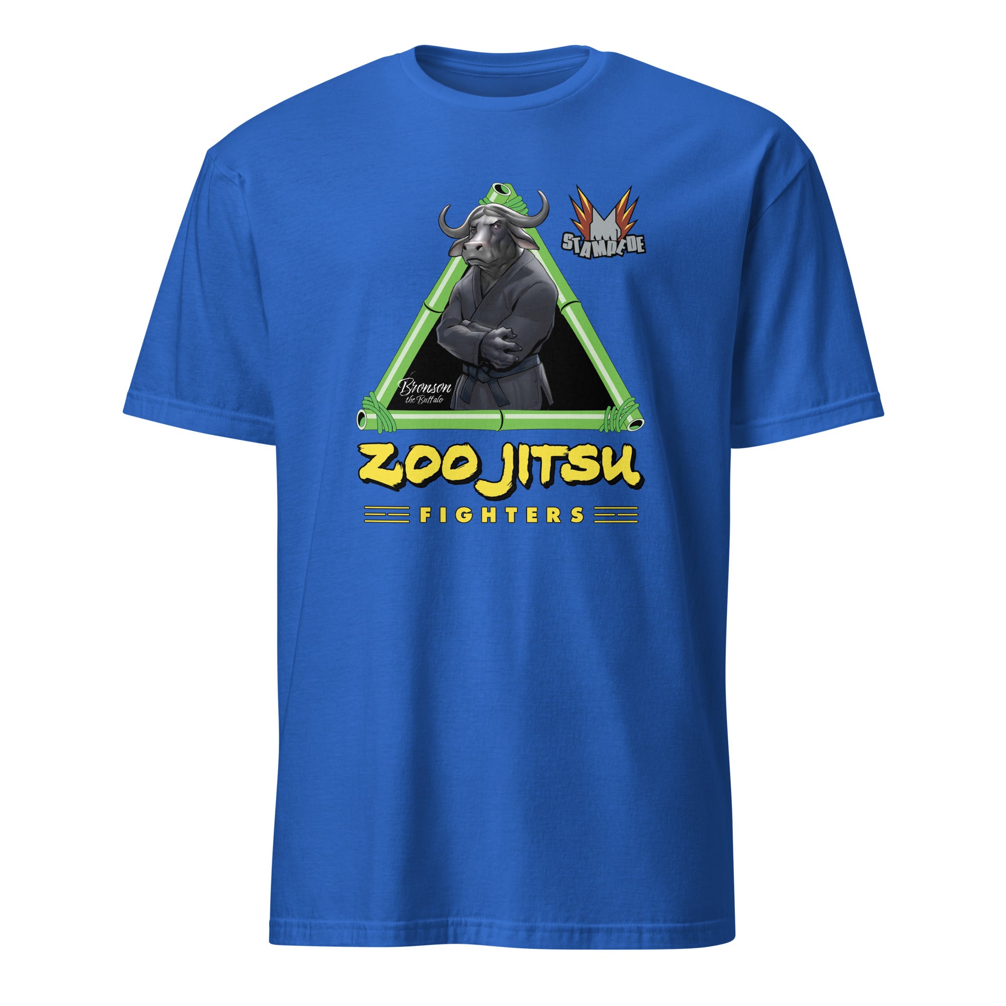 Zoo Jitsu Fighters Bronson the Buffalo Graphic Tee - Unisex Short Sleeve Cotton T-Shirt for Men & Women - Perfect for Martial Arts Fans, Casual Wear & Anime Lovers