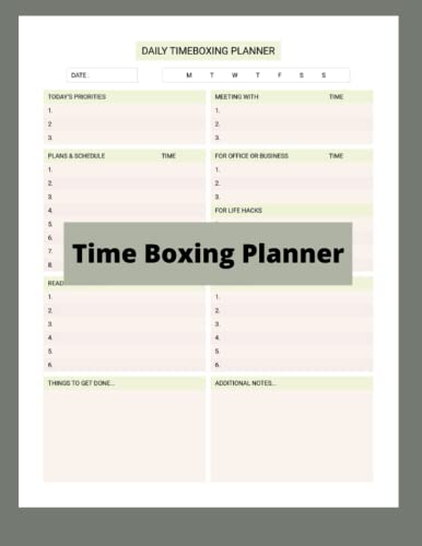 Time Boxing Planner Notebook 8.5x11