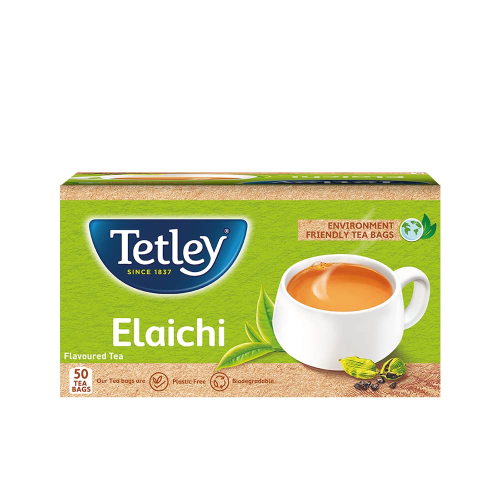 Tetley Elachi Flavor Tea Bags - 50 Count | Premium Cardamom Infused Black Tea | Perfect for Relaxation, Afternoon Tea & Gifting
