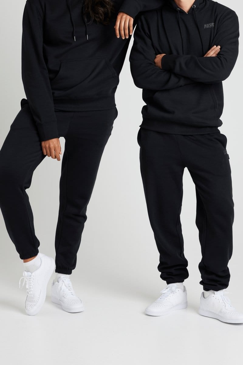 INSPORT Unisex Alaska Black Elastic Leg Track Pants - Comfortable & Stylish Workout Joggers for Men & Women - Perfect for Running, Gym, Yoga & Casual Wear