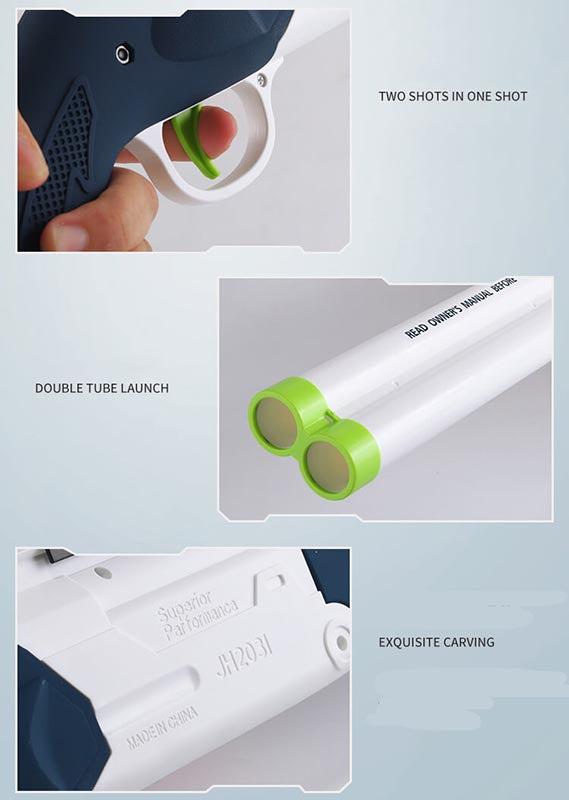 S686 Double Barrel Dart Blaster Toy - Foam Dart Gun for Kids & Adults - Outdoor Nerf Battle Games, Backyard Fun, Birthday Party Activities