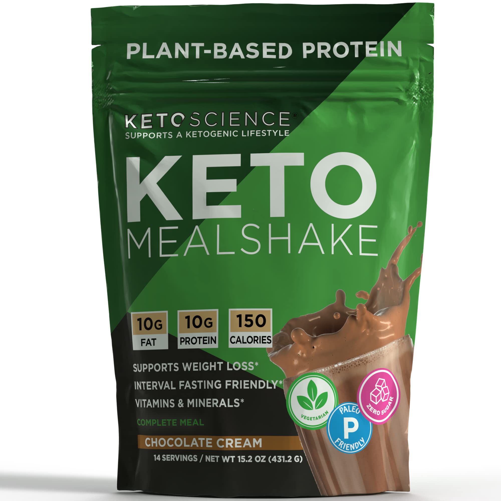 Keto Science Plant-Based Protein Powder | Keto Meal Replacement Shake for Weight Management | Rich in Vitamins & Minerals | Complete Vegan Protein with Pea Protein for Men & Women | Chocolate Cream Flavor | 14 Servings | Perfect for Post-Workout Recovery & Busy Lifestyle