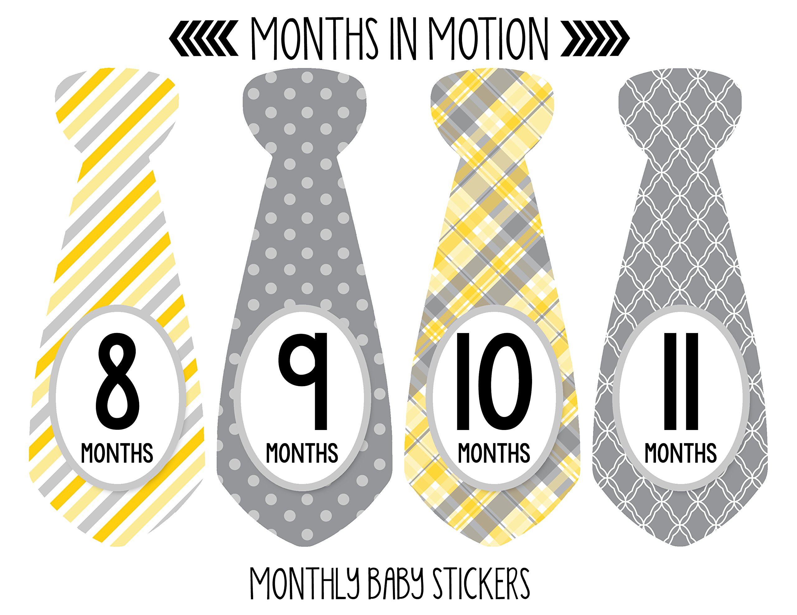 Baby Monthly Milestone Necktie Stickers - Newborn Boy Photo Props - Set of 20 Adhesive Month Stickers for Baby's First Year - Perfect for Monthly Photos, Scrapbooking & Memory Keepsakes